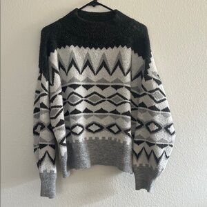 a.n.a Black and Gray Patterned Turtleneck Sweater